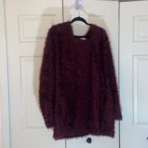 Maurice Fuzzy Maroon Cardigan